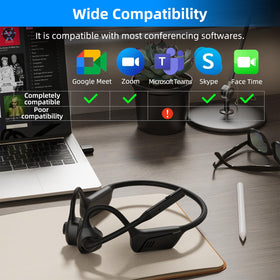 Ziocom open-ear headset with aptX-LL for low-latency wireless sound.