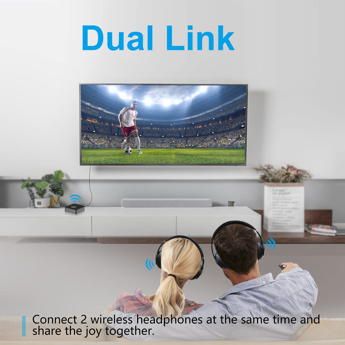 ZIOCOM connected to TV optical output enabling private headphone listening