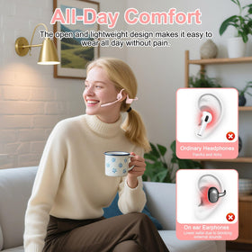 ZIOCOM Open Ear Headphones ENC noise canceling for focused calls in busy environments.