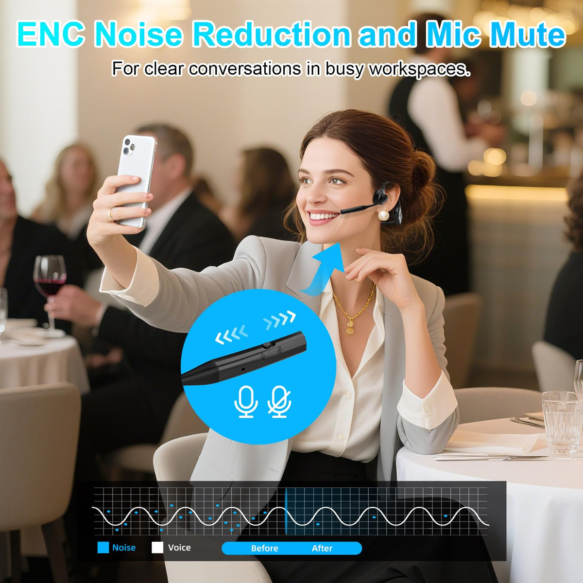 ZIOCOM Open-ear design keeps you aware of surroundings while listening.