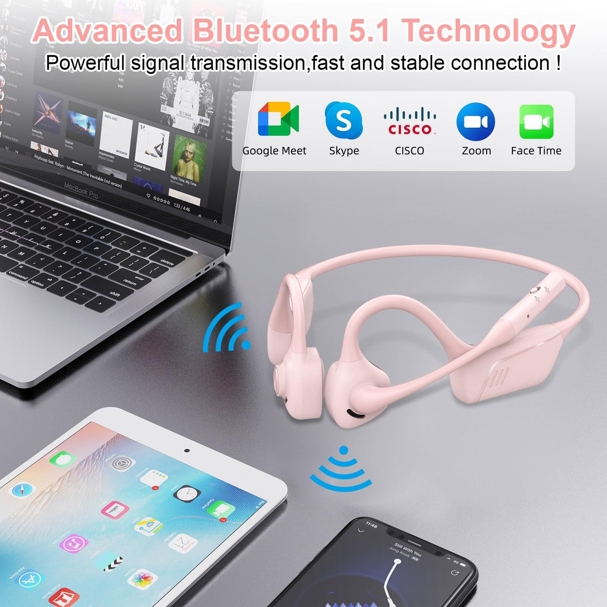ZIOCOM Open Ear Headphones open-ear safety lets you stay aware while listening.