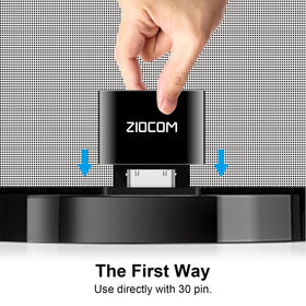 ZIOCOM Soul 2 back view with 3.5mm aux and 30-pin ports