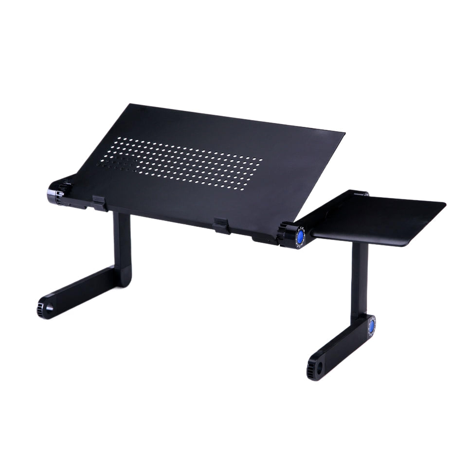 Zippace front view of aluminum lap desk showing stable workspace and portability