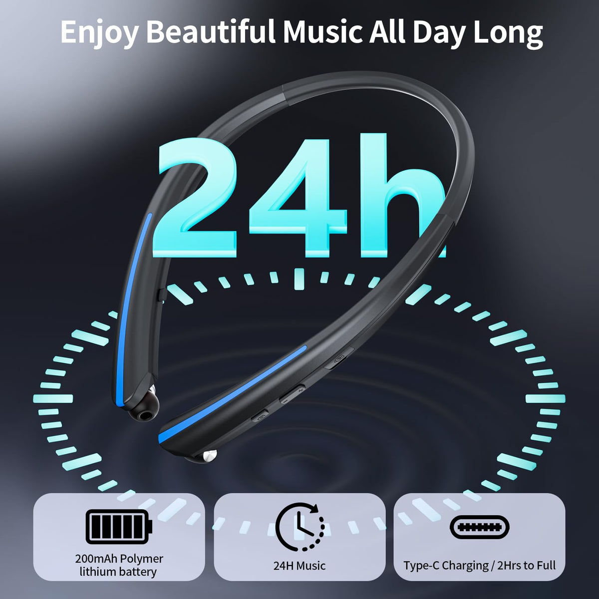 ZIQOPGD neckband with Bluetooth 5.1 and CVC6.8 for clearer calls