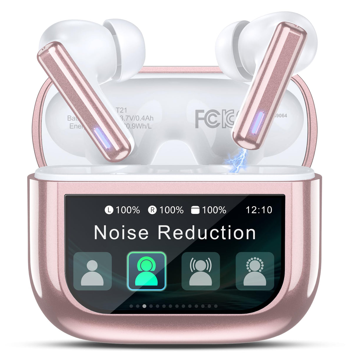 ZIUTY rose gold earbuds with touchscreen case for quick control on the go