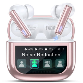 ZIUTY rose gold earbuds with touchscreen case for quick control on the go