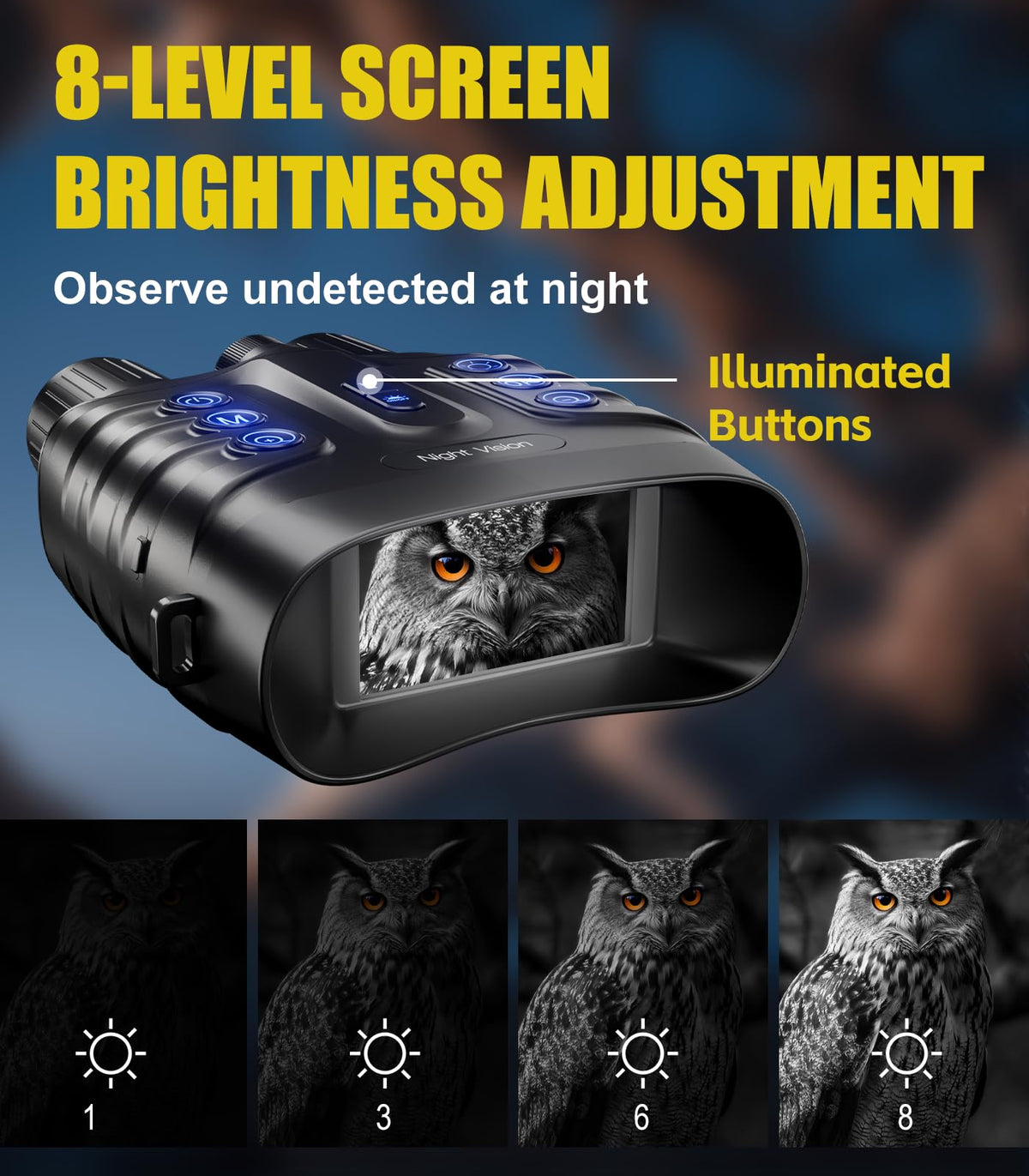 Zivolixd backlit buttons in darkness offering easy operation
