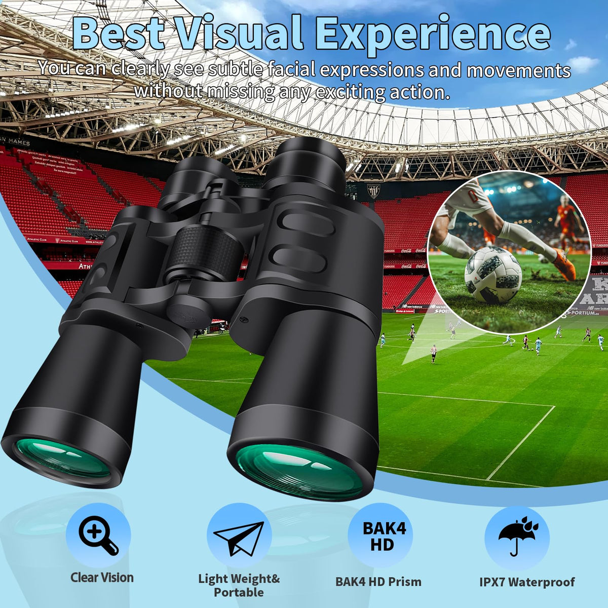 ZIYOUHU 20x50 binoculars center focus wheel for quick, precise focus