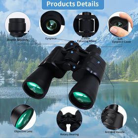 ZIYOUHU 20x50 binoculars included accessories: strap, bag, lens caps, cloth