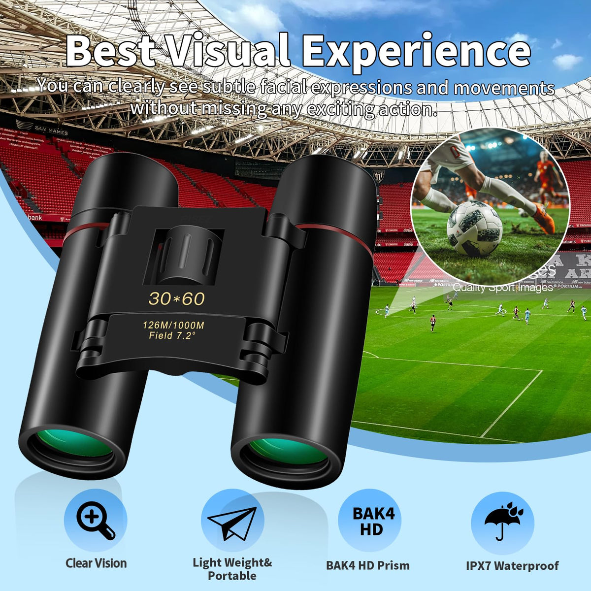 ZIYOUHU binoculars at a concert showing readable stage details.