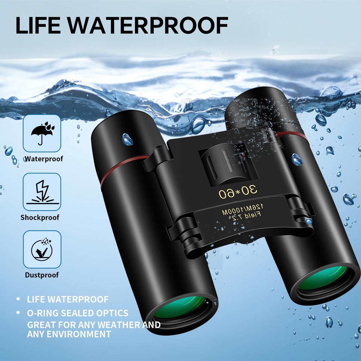 ZIYOUHU binoculars in travel scene highlighting foldable, portable design.