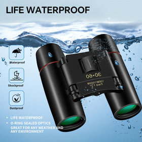 ZIYOUHU binoculars in travel scene highlighting foldable, portable design.