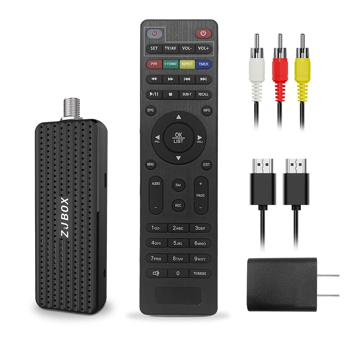 ZJBOX front view compact tuner ready for HDMI connection and space-saving placement
