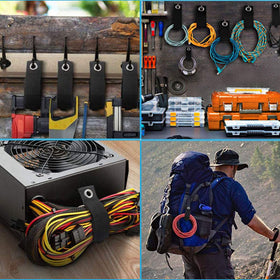Zkptops straps hung on a pegboard to show space-saving garage organization and easy retrieval