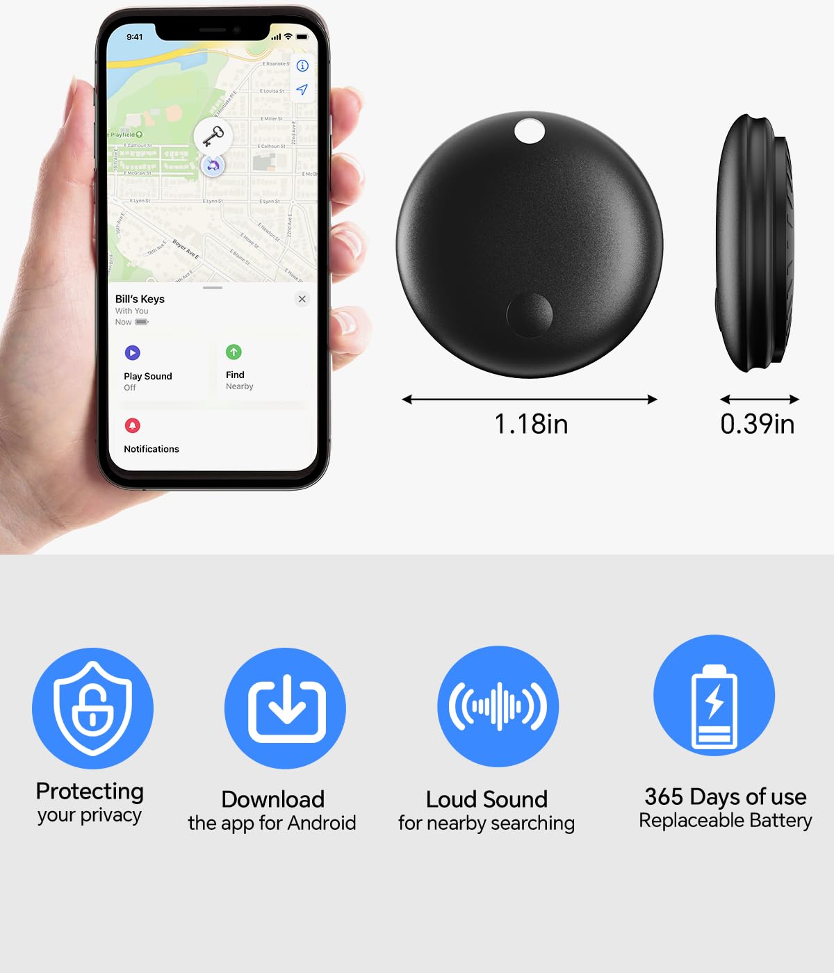ZLYM Air Tracker close-up of textured casing and removable cover highlighting durable waterproof protection