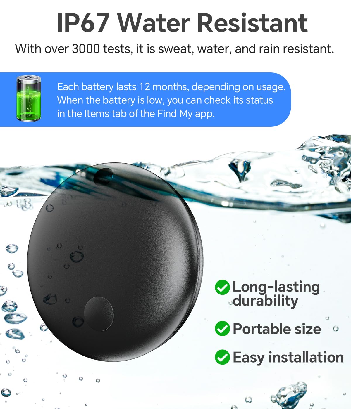 ZLYM Air Tracker with open compartment showing CR2032 battery access for simple replacement