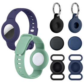 ZMHAZHM Airtag Bracelet for Kids in blue, adjustable fit for everyday safety.