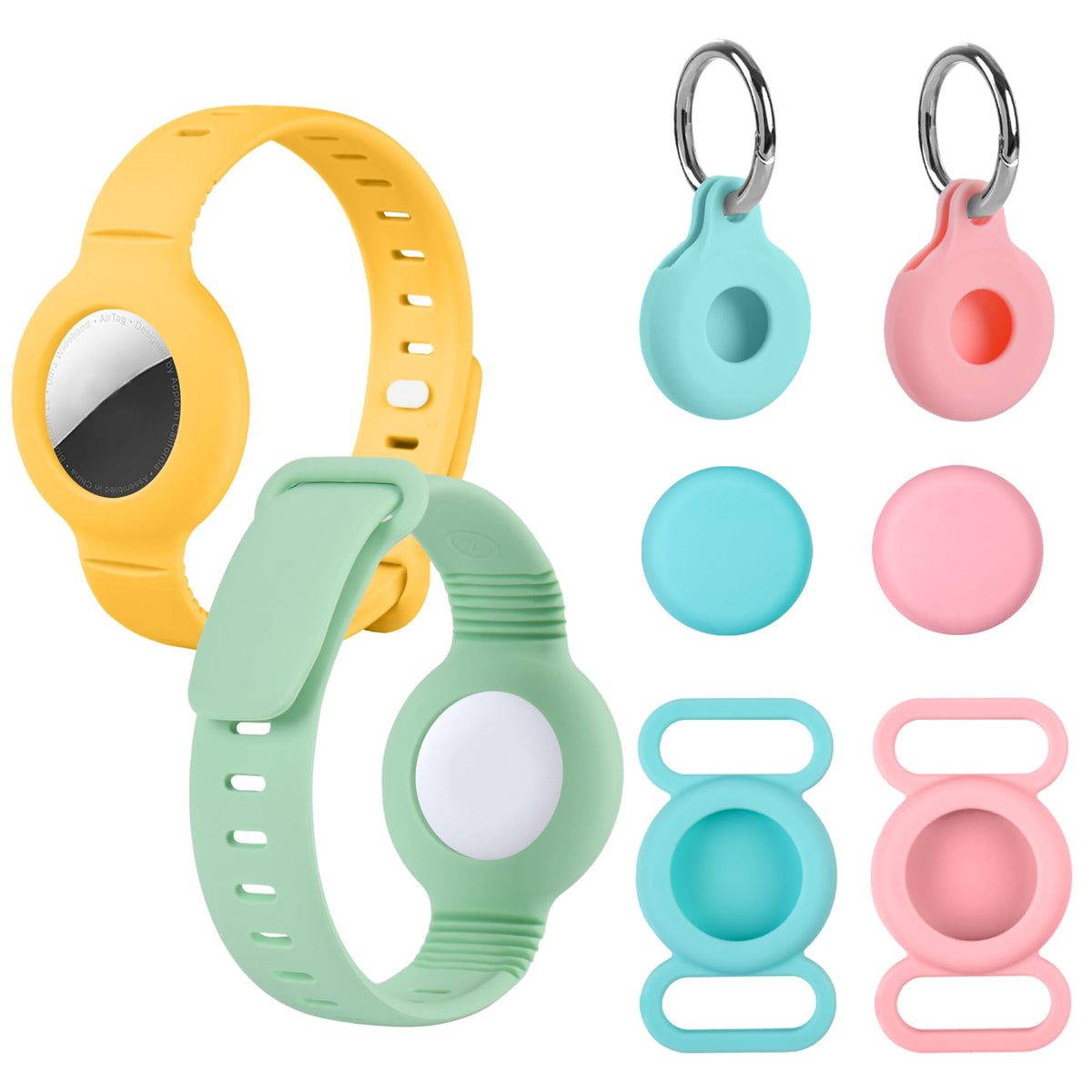 ZMHAZHM AirTag Bracelet for Kids adjustable yellow-green; secure tracking during play