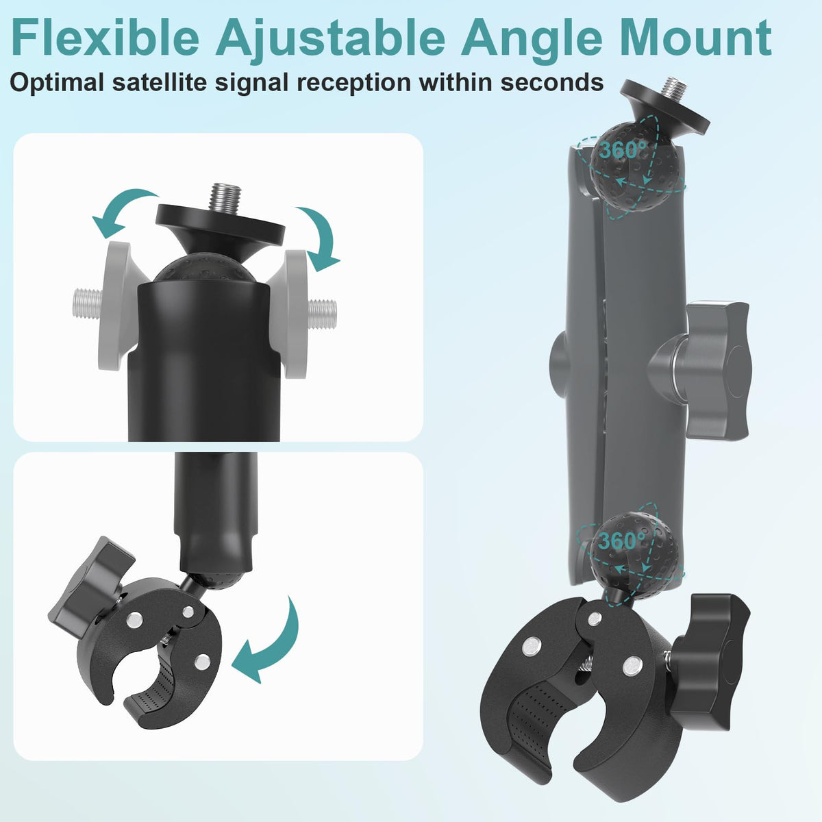 ZMHH Starlink Mini Mount adjustable tilt and rotation for optimal satellite positioning.
