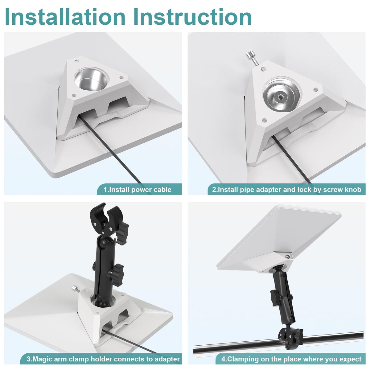 ZMHH Starlink Mini Mount clamp jaws adapt from 0.71 to 1.5 inches on many surfaces.