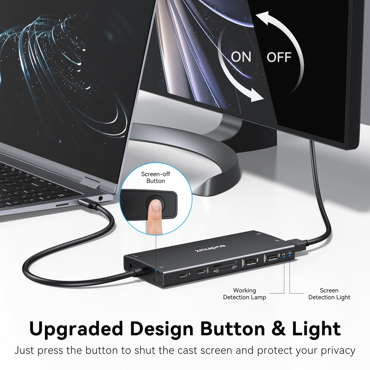 ZMUIPNG image of DisplayPort and HDMI outputs enabling dual 4K monitor setup
