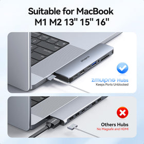 ZMUIPNG hub dual USB 3.0 ports for easy peripheral connections