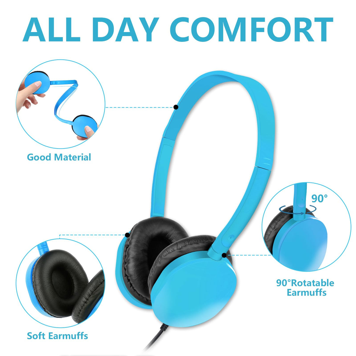 ZNXZXP headphones with soft leather ear covers for comfort.