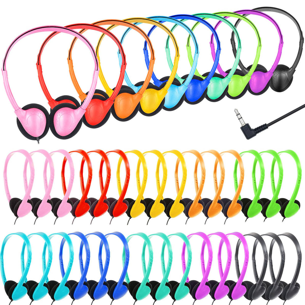 ZNXZXP kids headphones 18-pack in multi-color for classrooms and travel.