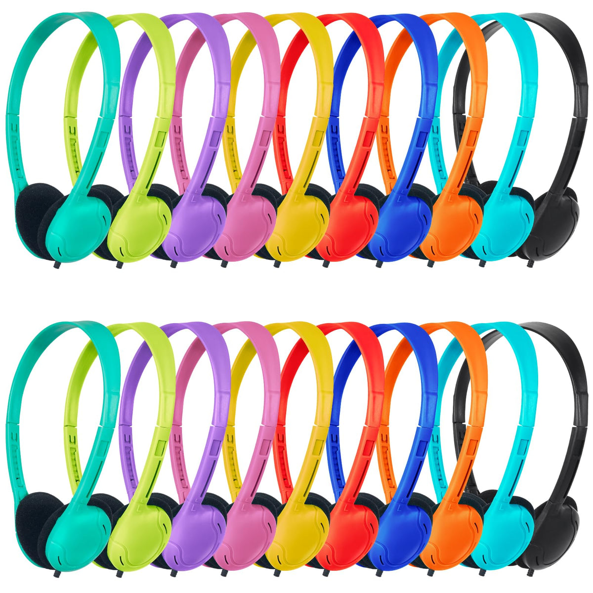 ZNXZXP Headphones 20-pack, individually wrapped for quick classroom distribution.