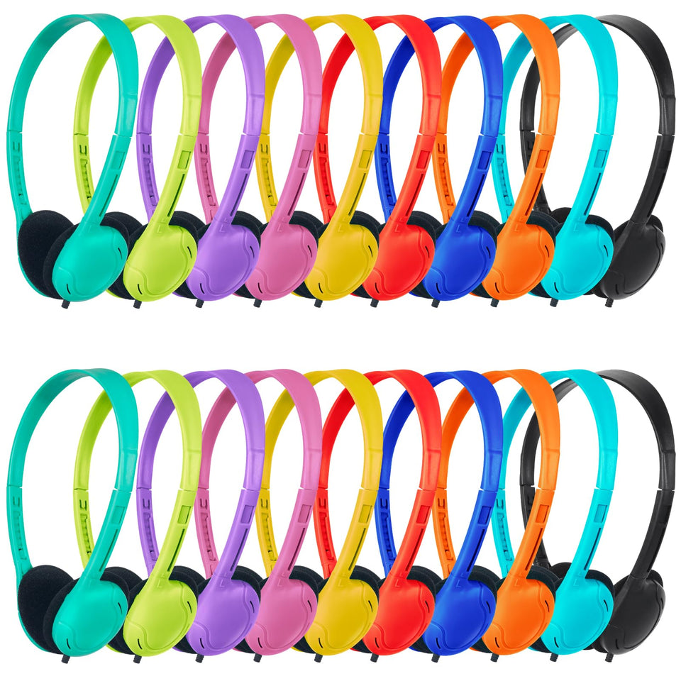 ZNXZXP Headphones 20-pack, individually wrapped for quick classroom distribution.