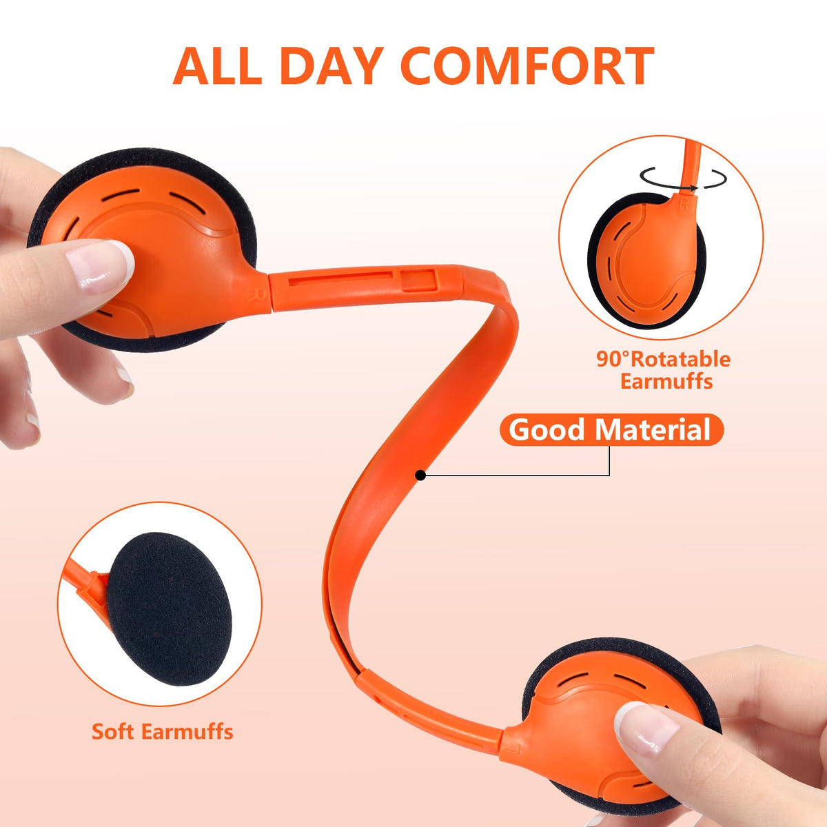 ZNXZXP Headphones adjustable on-ear design for a secure student fit.