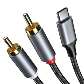 ZOOAUX PRO RCA to USB-C cable close-up with gold-plated connectors for clear audio
