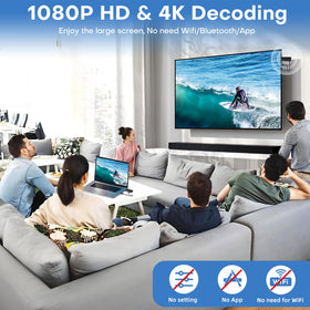 ZOCIBIHI hooked to a TV showing wireless streaming without long cables