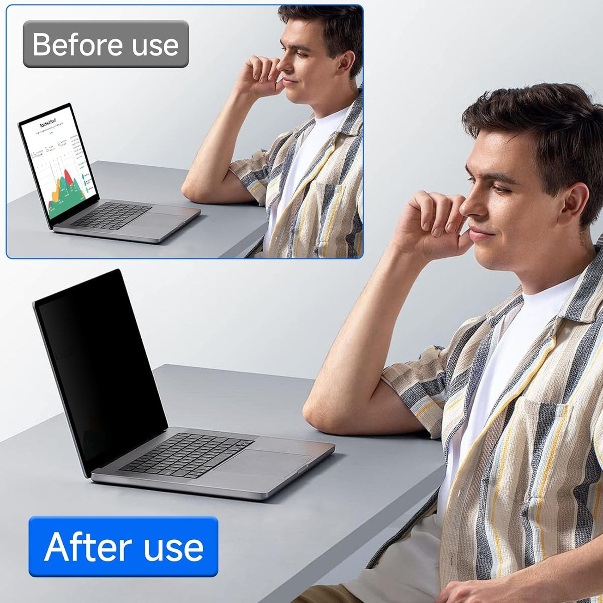 ZOEGAA close-up of micro-louvers highlighting privacy protection benefit
