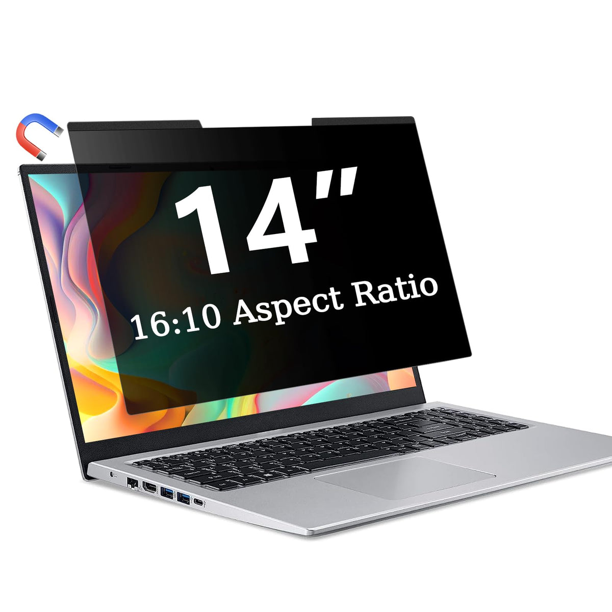 ZOEGAA front view of 14 inch privacy screen showing clean fit and brand benefit