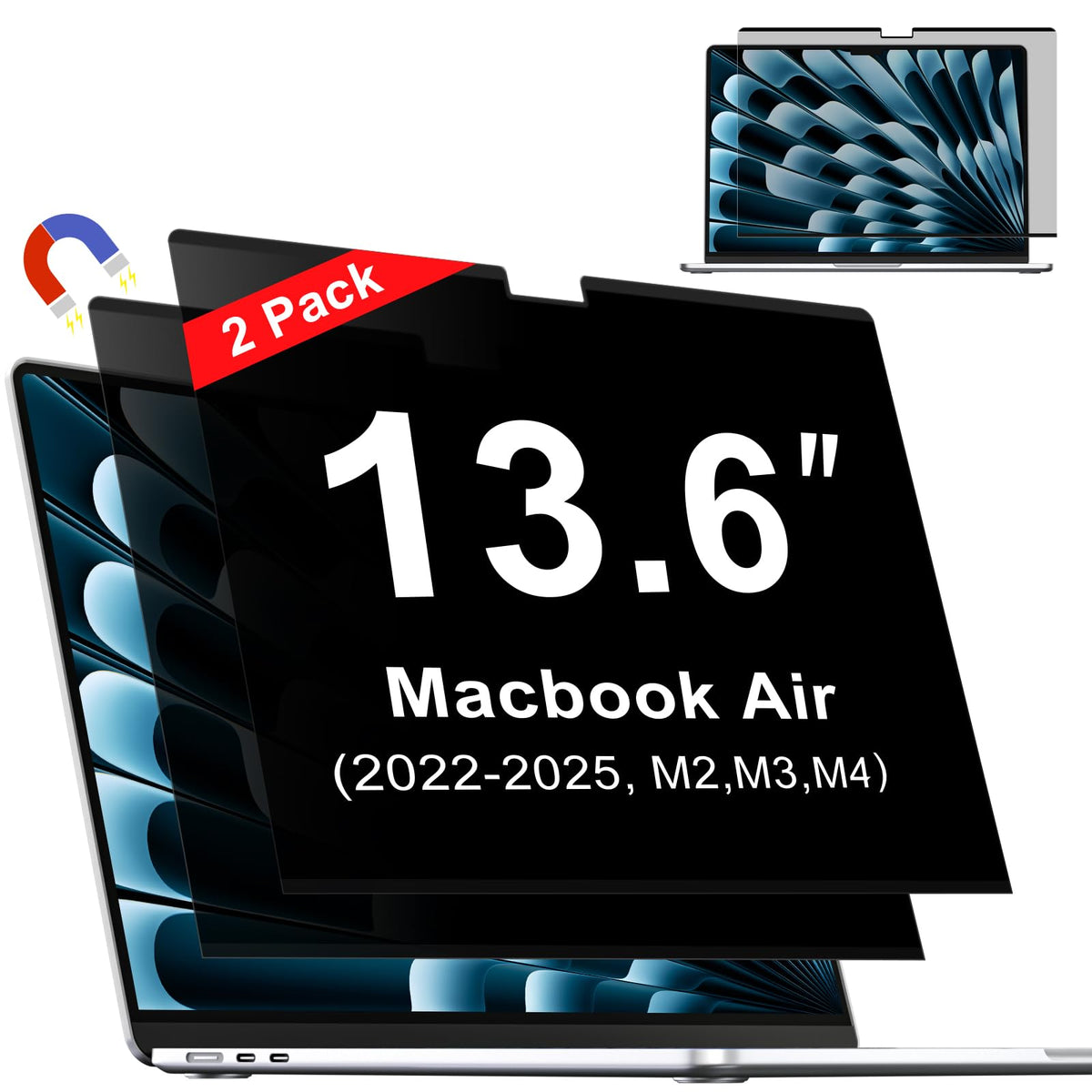 ZOEGAA front view on MacBook Air 13.6 showing full-fit and benefit of privacy