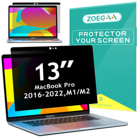 ZOEGAA front view on MacBook Pro 13 showing precise fit and privacy benefit