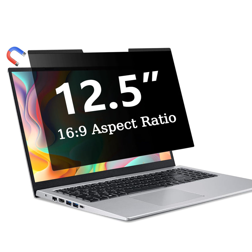 ZOEGAA front view of 12.5 inch magnetic privacy screen showing full coverage and privacy benefit