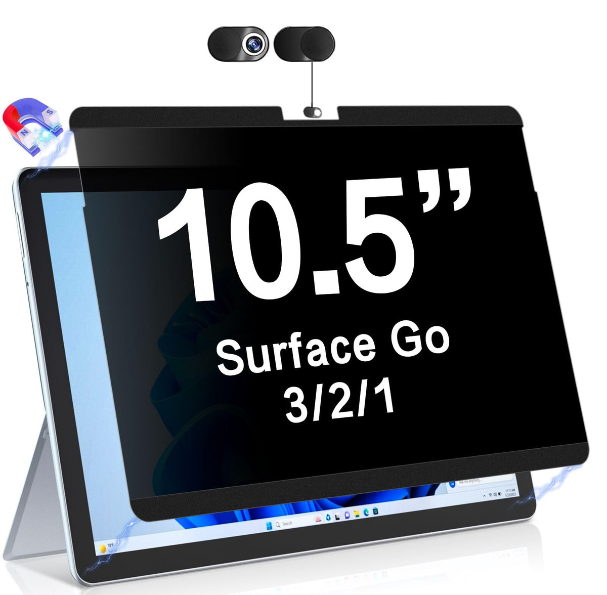 ZOEGAA front view showing magnetic privacy screen attached and clear benefit