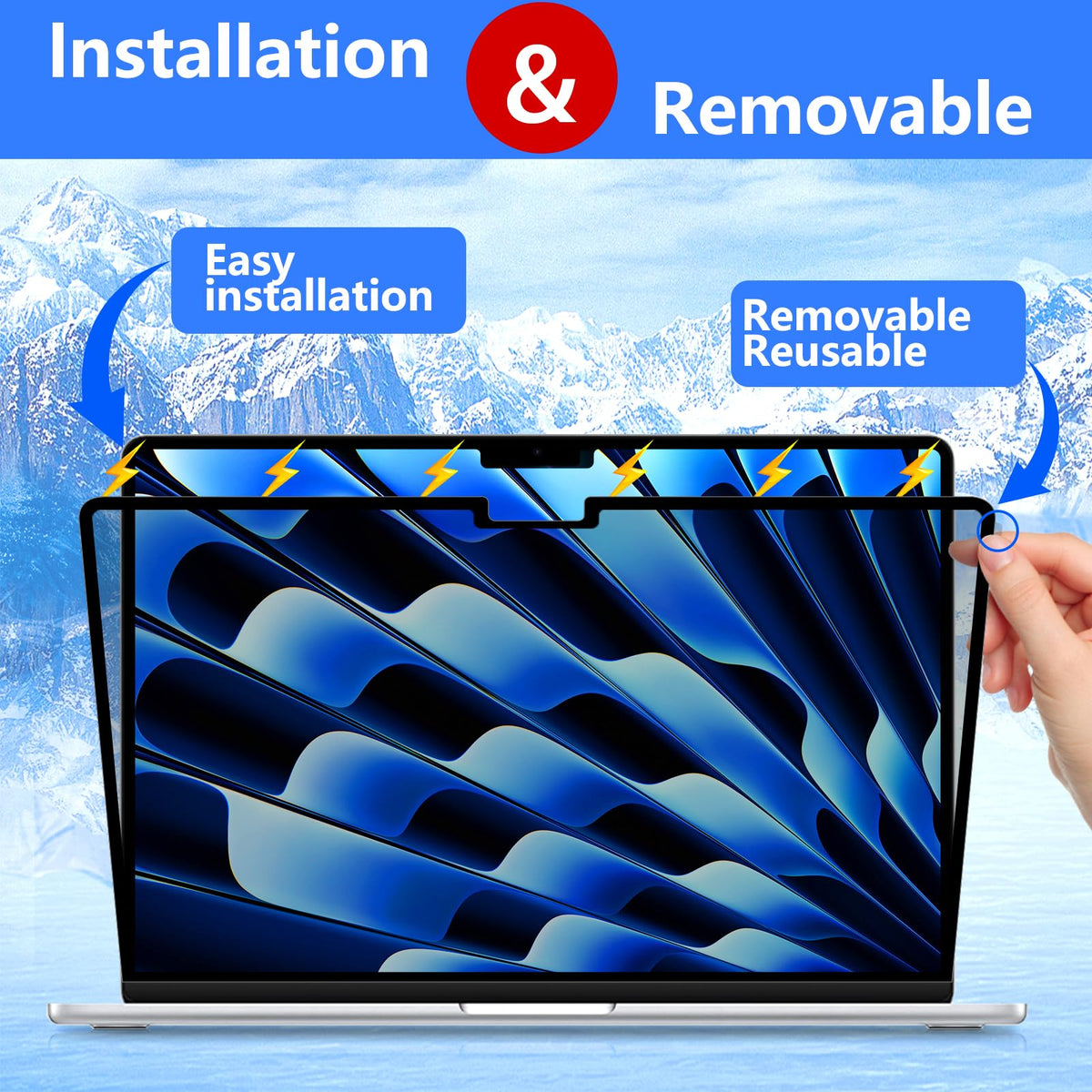 ZOEGAA MacBook Air privacy screen anti-glare close-up reduces reflections