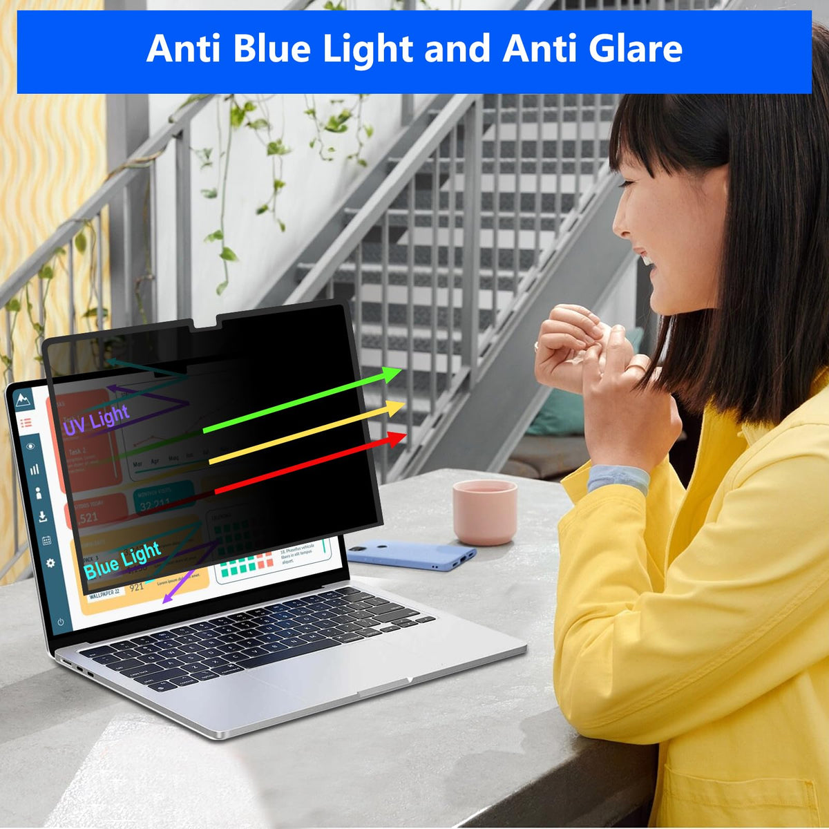 ZOEGAA MacBook Air privacy screen with pouch for travel and safe storage