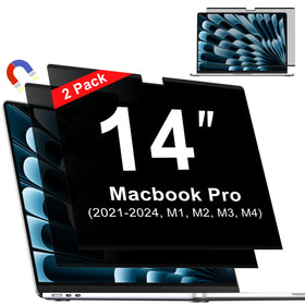 ZOEGAA magnetic privacy screen for MacBook Pro 14, front view showing private viewing