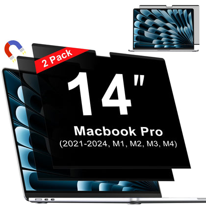 ZOEGAA magnetic privacy screen for MacBook Pro 14, front view showing private viewing