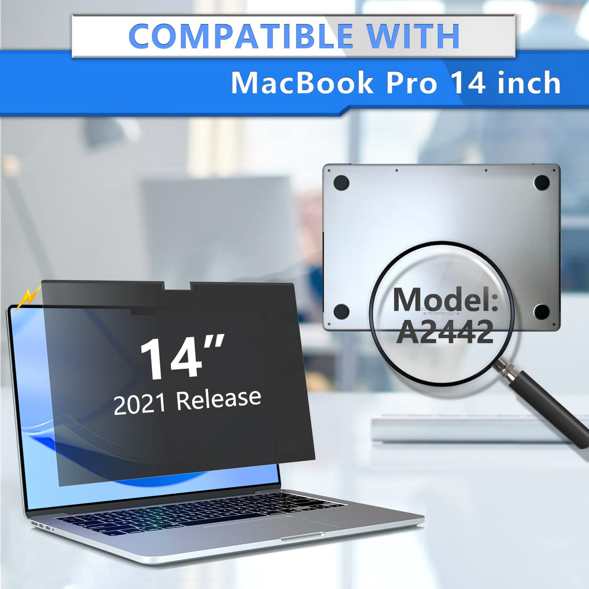 ZOEGAA magnetic top-edge attaching to MacBook Pro offering secure, non-adhesive mount