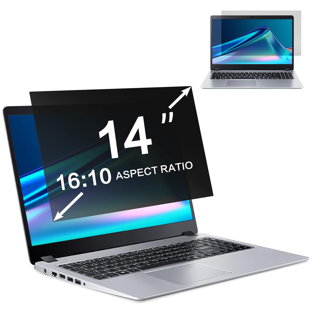 ZOEGAA privacy screen 14in front view preserves clarity from straight-on viewing