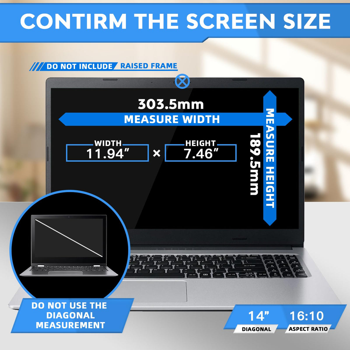 ZOEGAA privacy screen 14in side view shows peep protection from angles