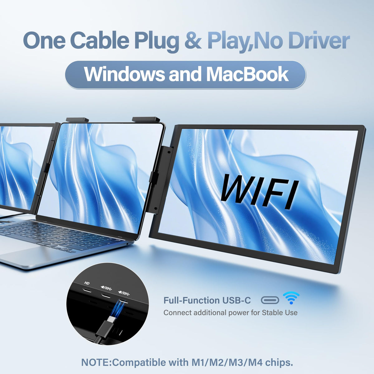 ZokoTop One Cable 14-inch FHD IPS panels deliver crisp color and wide viewing angles.