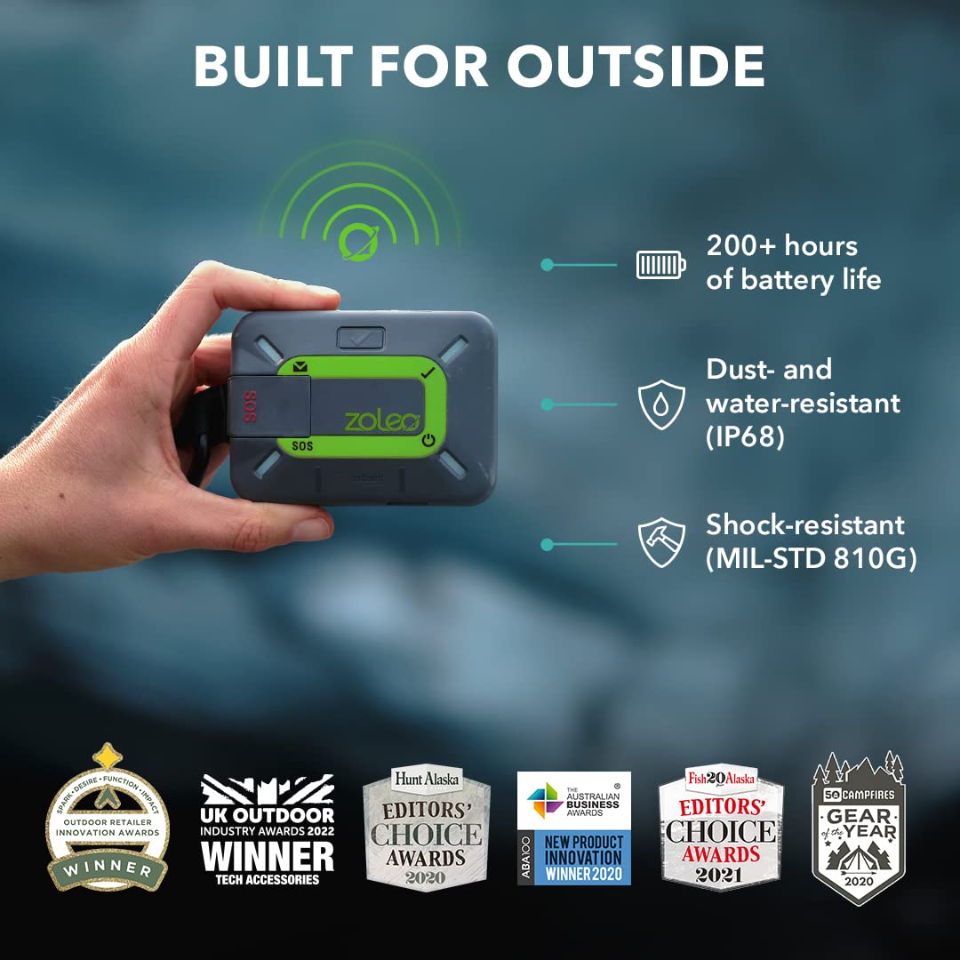 ZOLEO long battery life indicator in rugged, go-anywhere design.