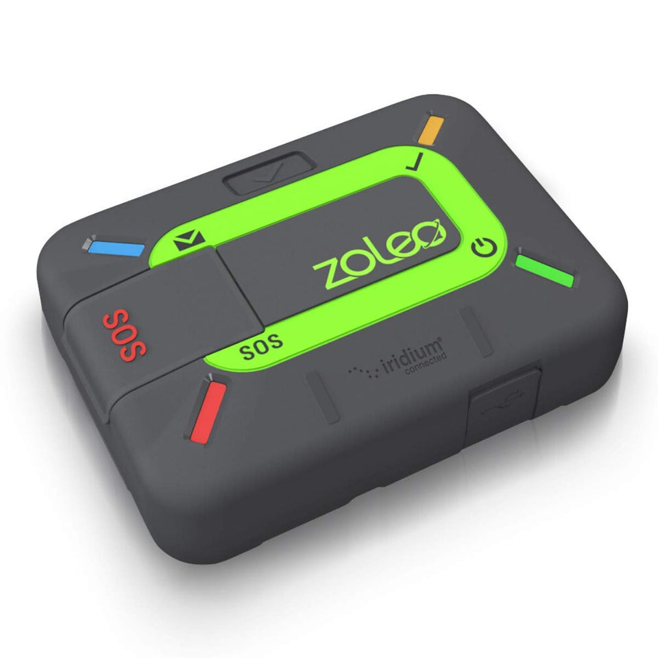 ZOLEO Satellite Communicator front view highlighting rugged reliability for off-grid messaging.
