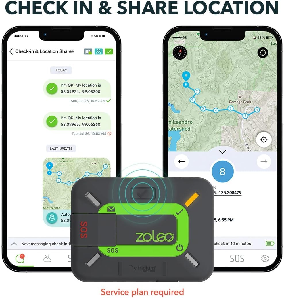 ZOLEO Renewed in-use with phone demonstrates seamless smartphone messaging via satellite.